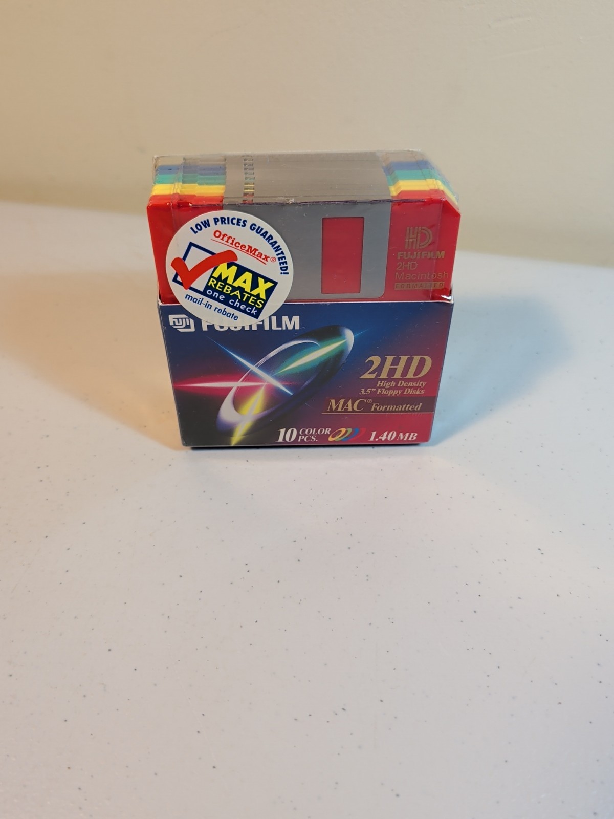 FUJIFILM 2HD MAC Formatted 3.5" Floppy Disks 10 Color PCS Factory Sealed NEW