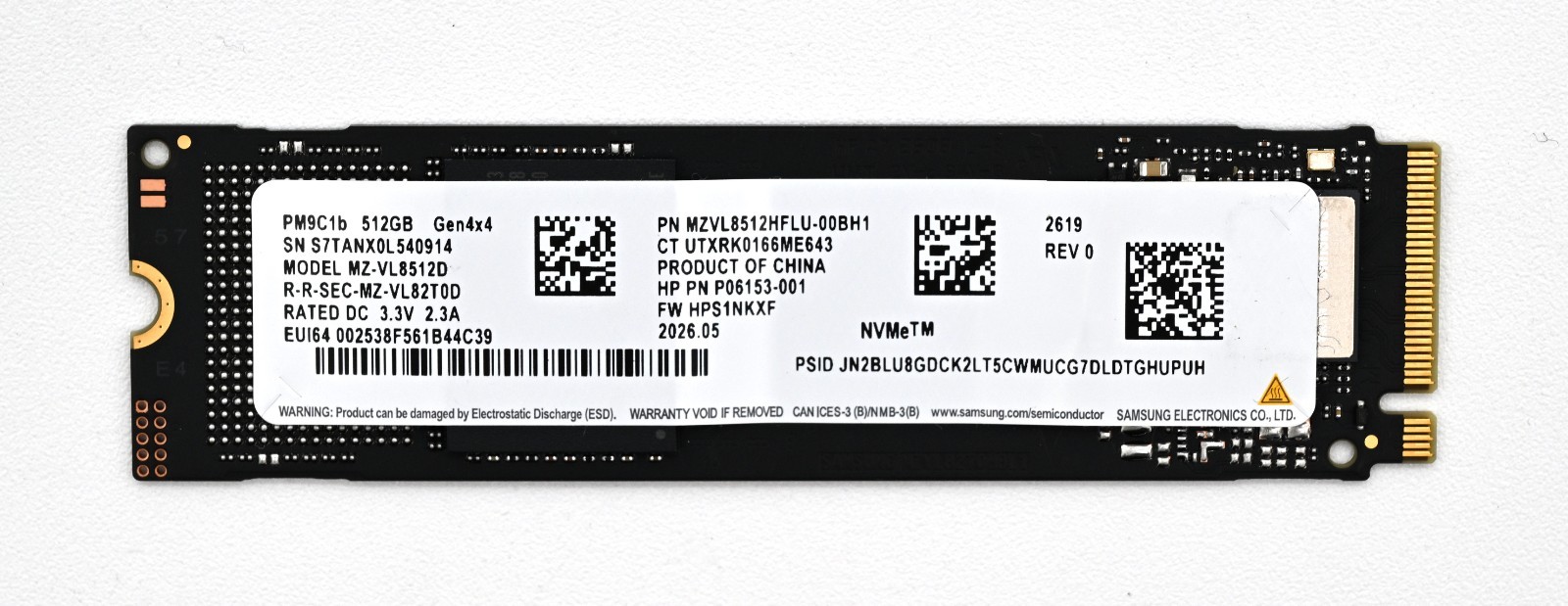 Samsung PM9A1 512GB Gen4 NVMe M.2 2280 SSD HP M10394-004 MZVL2512HCJQ HP 10394