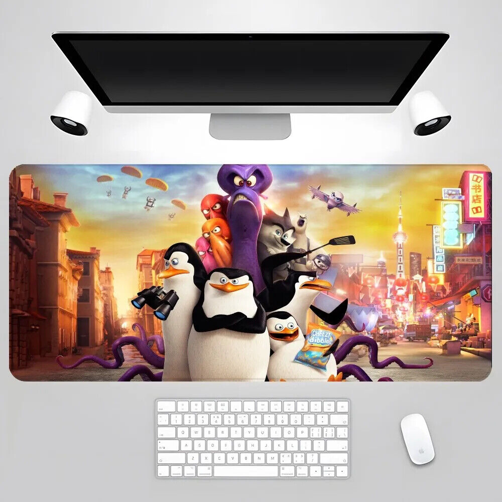 The Penguins Of Madagascar Mouse Pad Gamer Pc Gaming Accessories Rubber Mat40x90