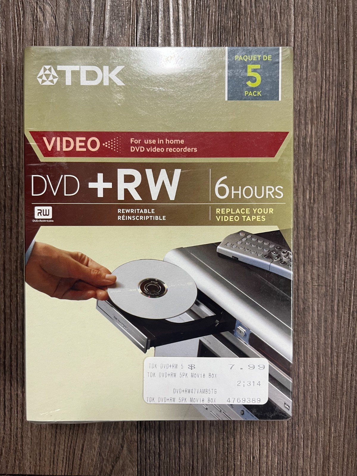 TDK DVD+RW 5 Pack 4.7GB 1-4X Rewritable Blank Video Discs Factory Sealed New