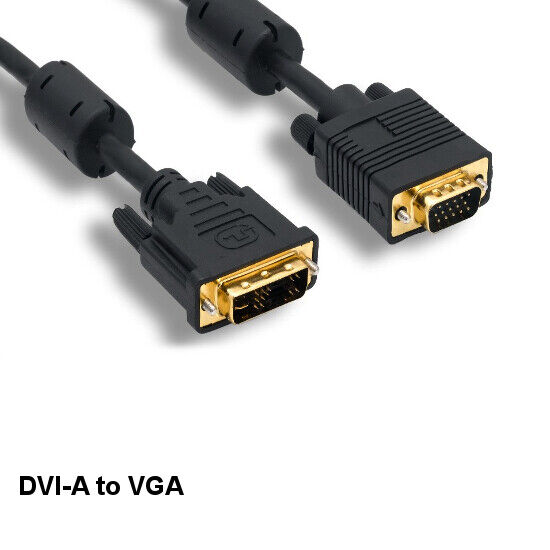 KNTK 10' DVI-A to VGA Cable 28AWG Analog 12+5 Pin to HD15 Cord for Monitor PC