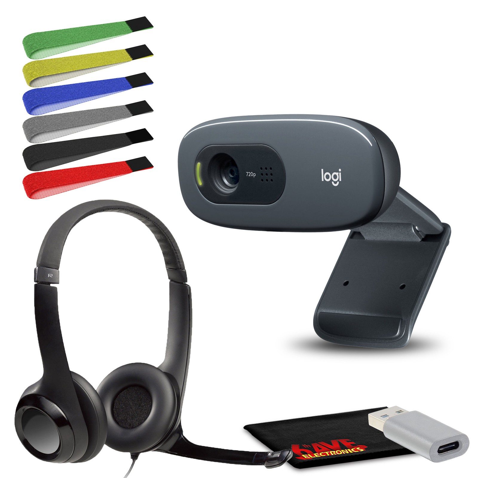 Logitech C270 Desktop or Laptop Webcam,  HD 720p Video Calling Bundle