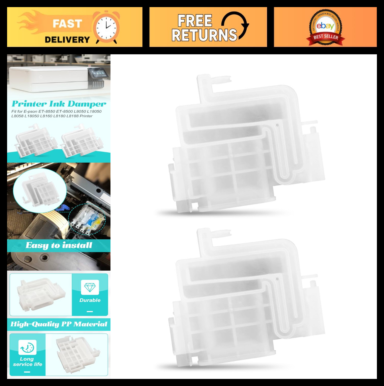 Ink Damper for E-pson ET-8550 ET-8500 L8050 L18050 L8058 L8160 L8180 - 2PCS Ink