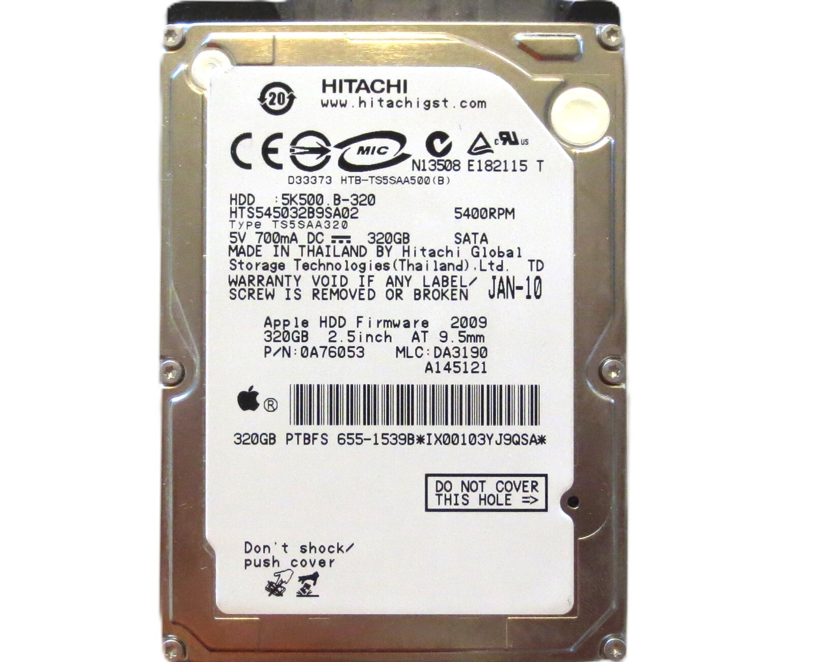 Hitachi HTS545032B9SA02 0A76053 DA3190 (IX0) Thailand 2.5" 320gb Sata HDD JAN-10
