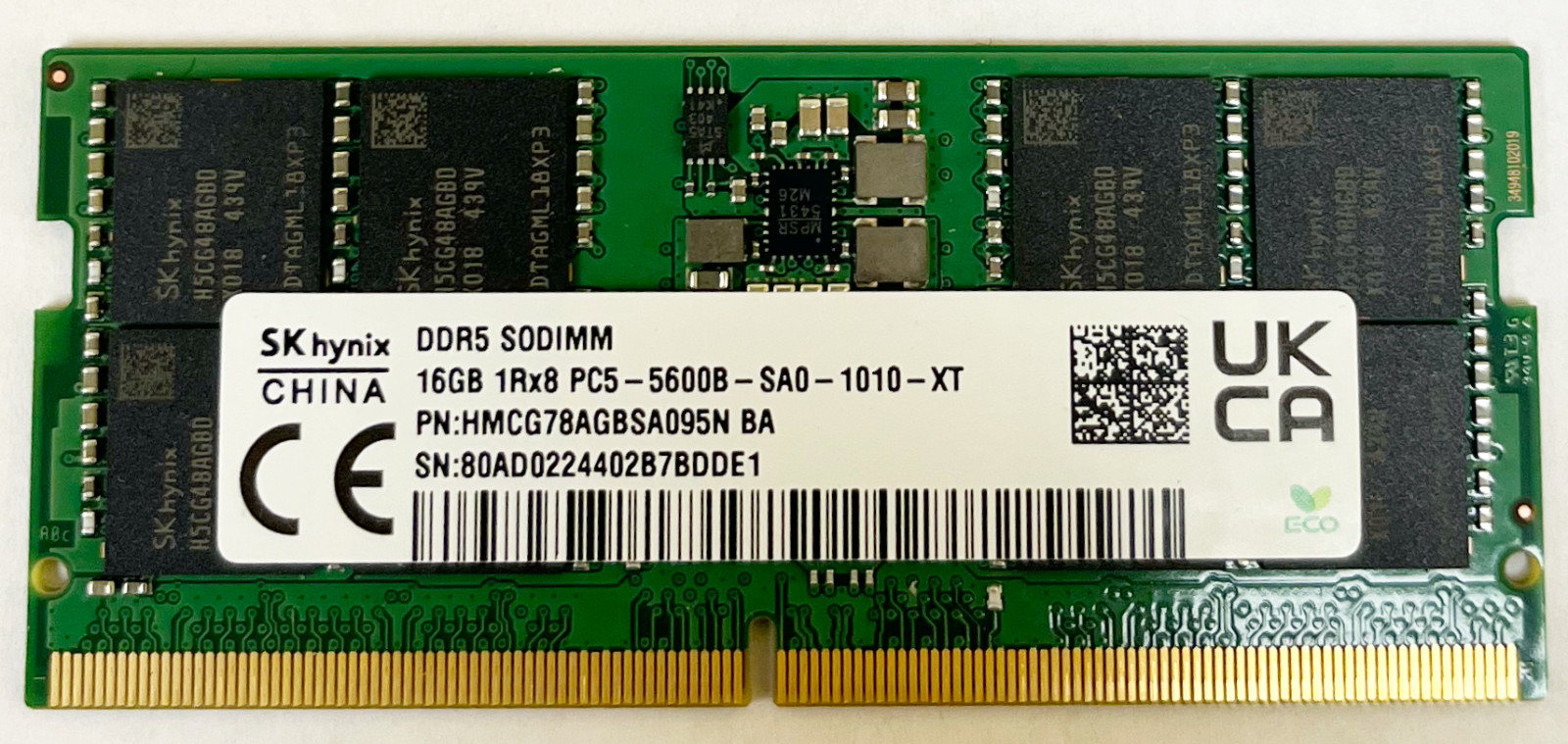 SK Hynix 16GB 1Rx8 DDR5 SODIMM RAM PC5 5600MHZ HMCG78AGBSA095N
