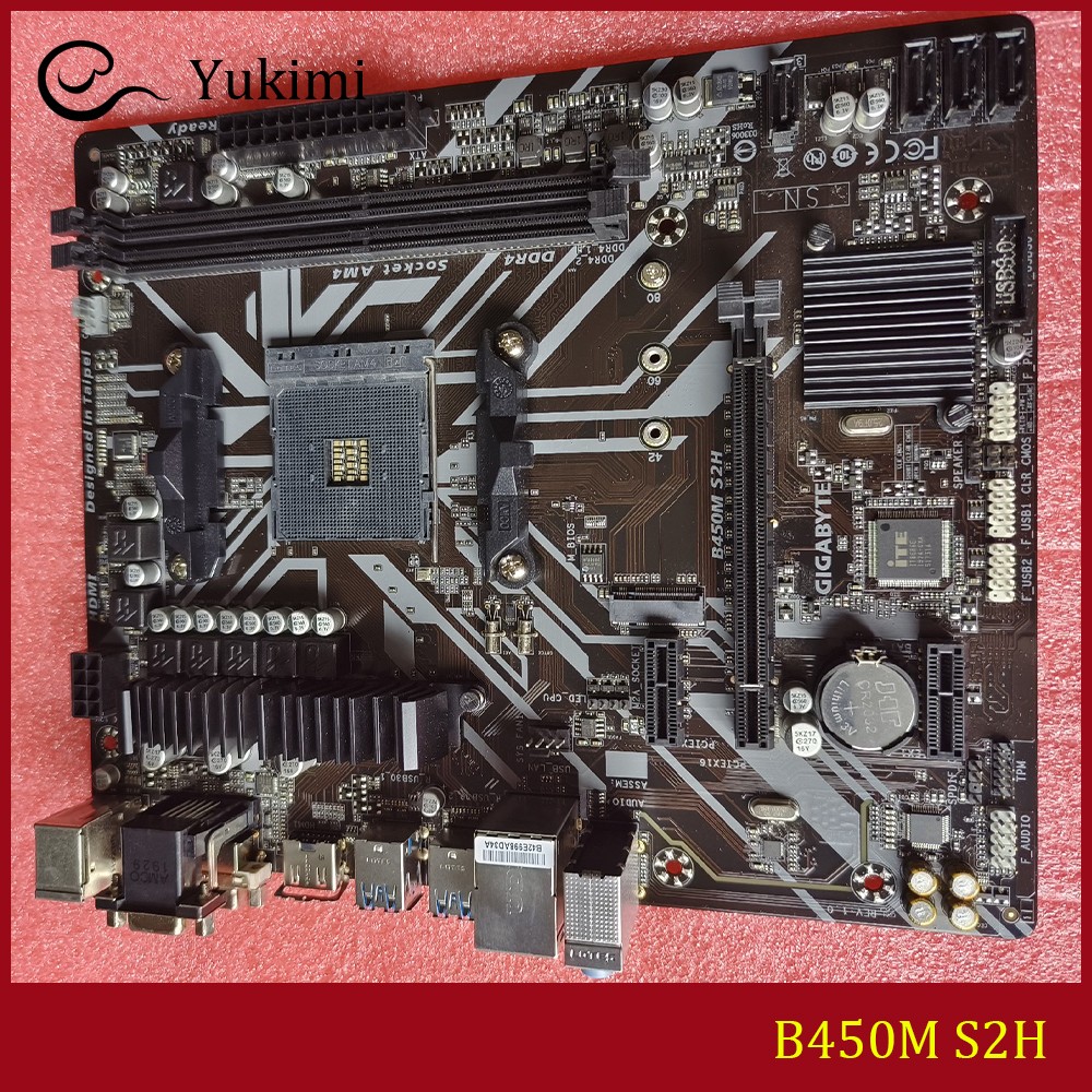FOR GIGABYTE B450M S2H DDR4*2 AM4 AMD HDMI VGA DVI-D 32GB Ｍotherboard Test OK