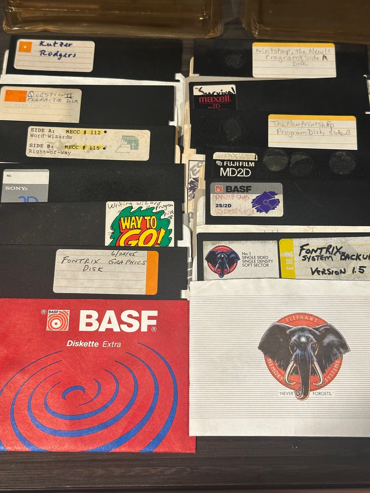 12 used floppy disks Apple II IIe Commodore 64 Atari 800 TRS-80 vintage computer