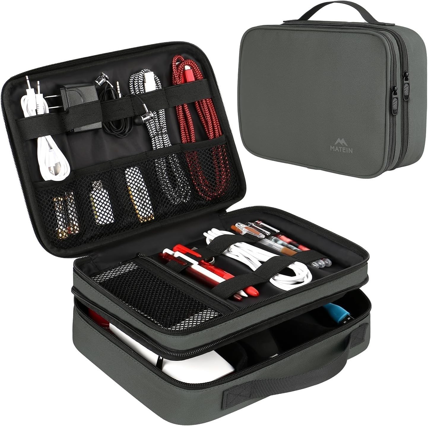 Estuche Bolso Organizador De Cables Audifonos Teléfono, Cable, Tableta Negro NEW
