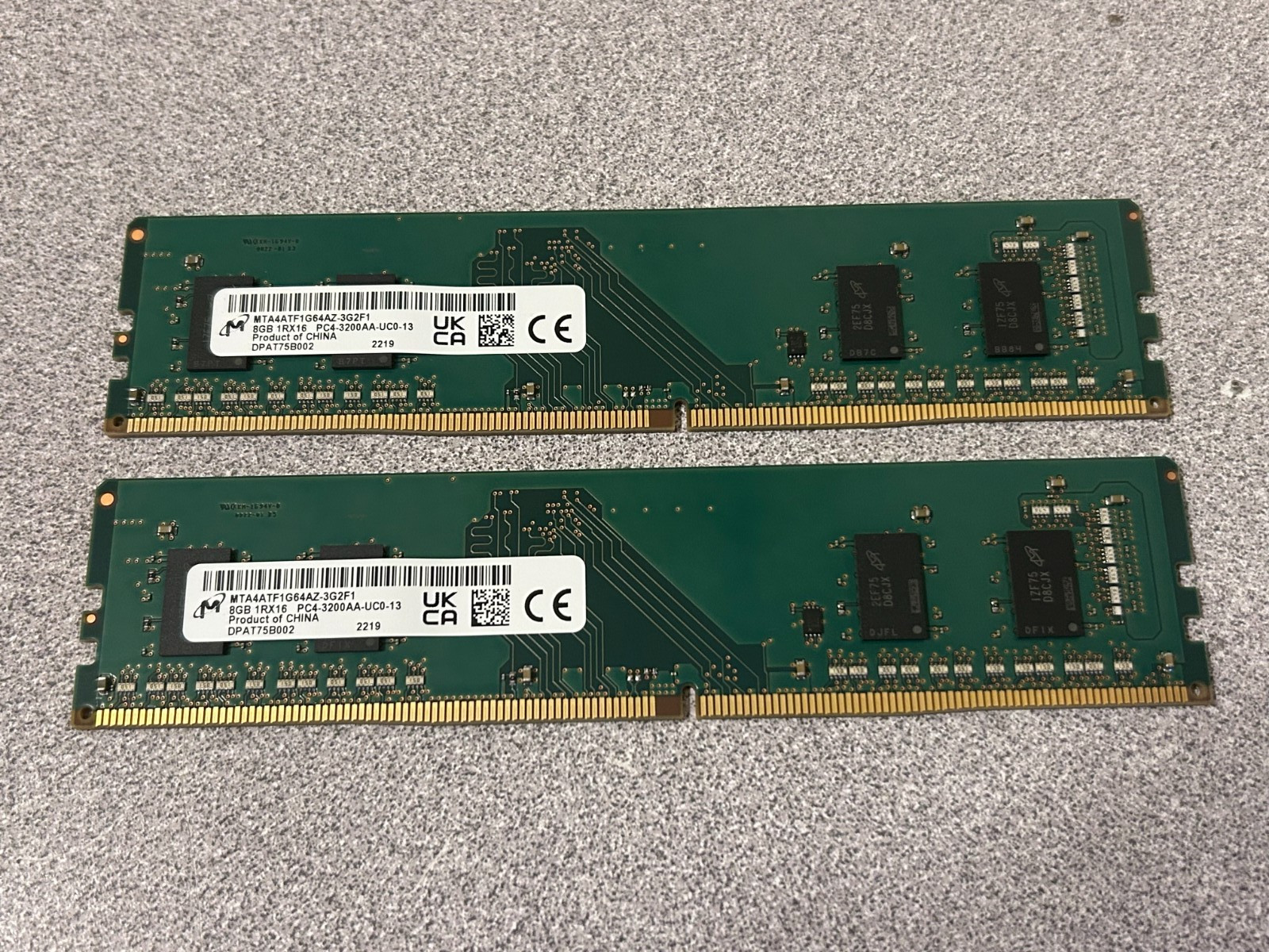 Lot of 16 GB (8 GB x 2 sticks) Micron DDR4 PC4-3200AA Desktop RAM Quick Ship