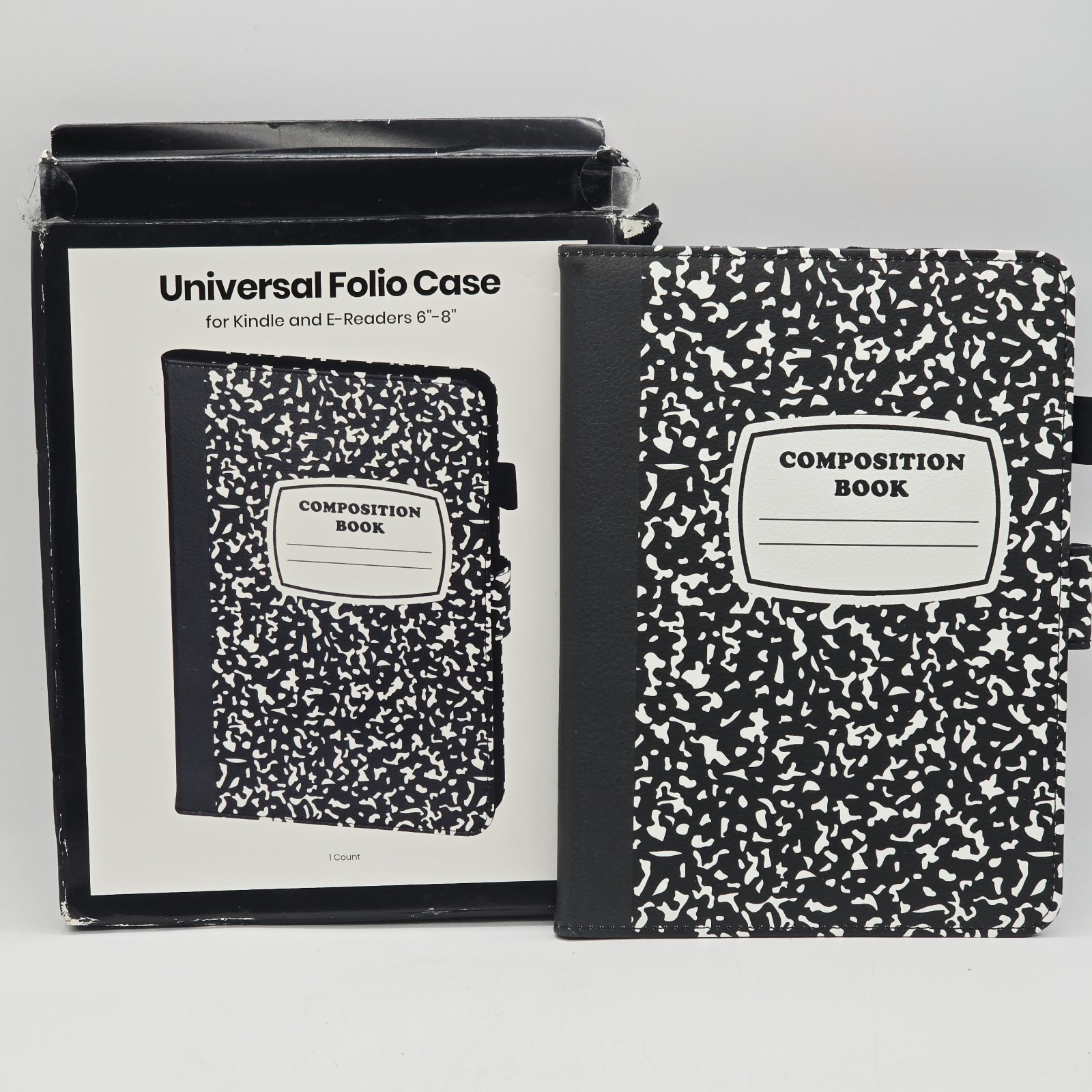 Universal Folio Case For Kindle & E-Readers 6" To 8" Composition Notebook Front