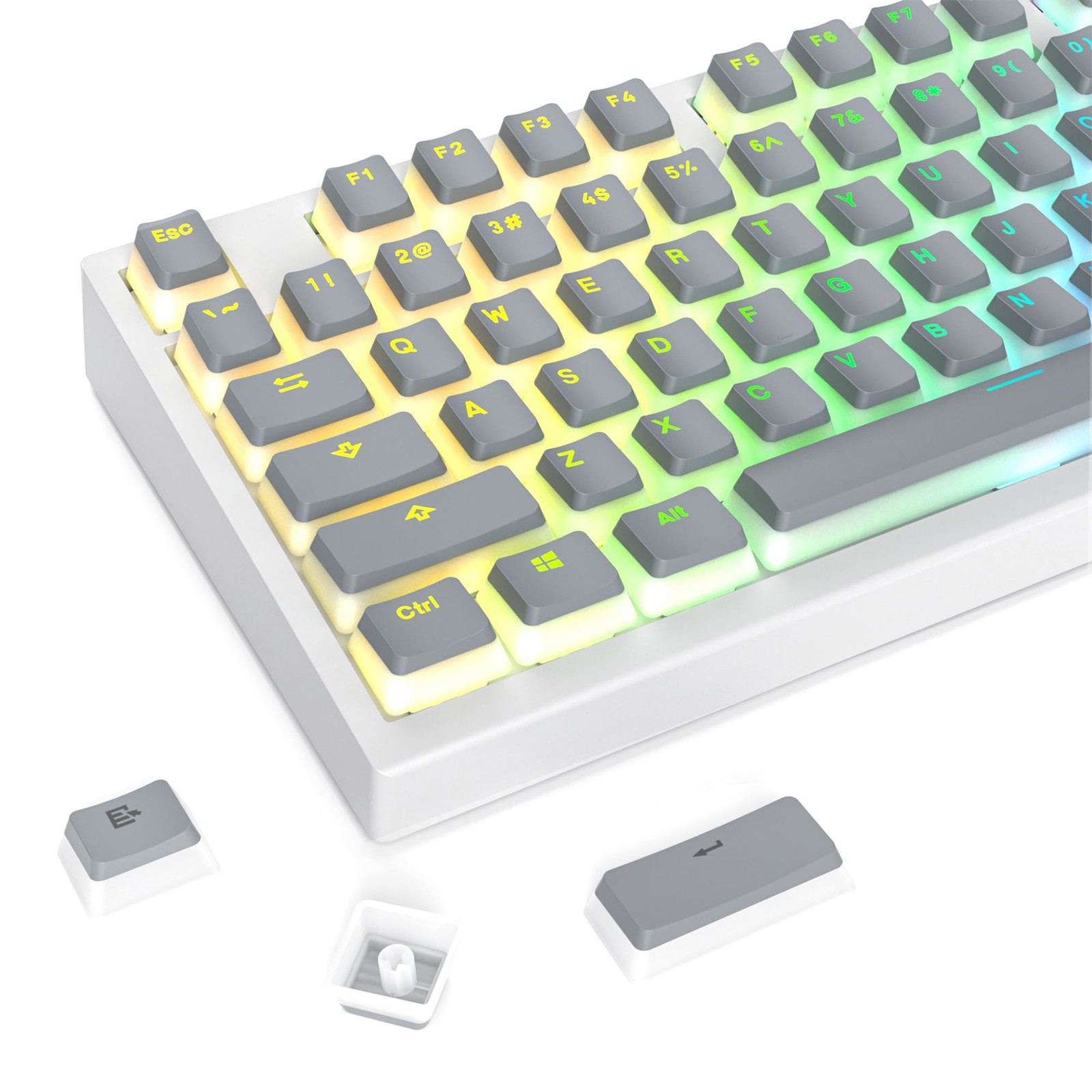 117Key Backlit Doubleshot PBT Shinethrough Pudding Keycaps Set Grey Pudding