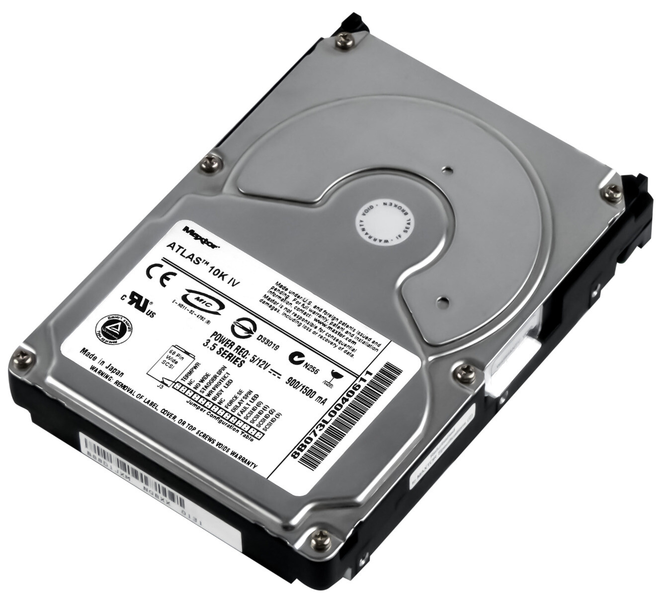 HARD DRIVE MAXTOR ATLAS 10K IV 8B073L0 73GB 10K 8MB SCSI U320 3.5'' 