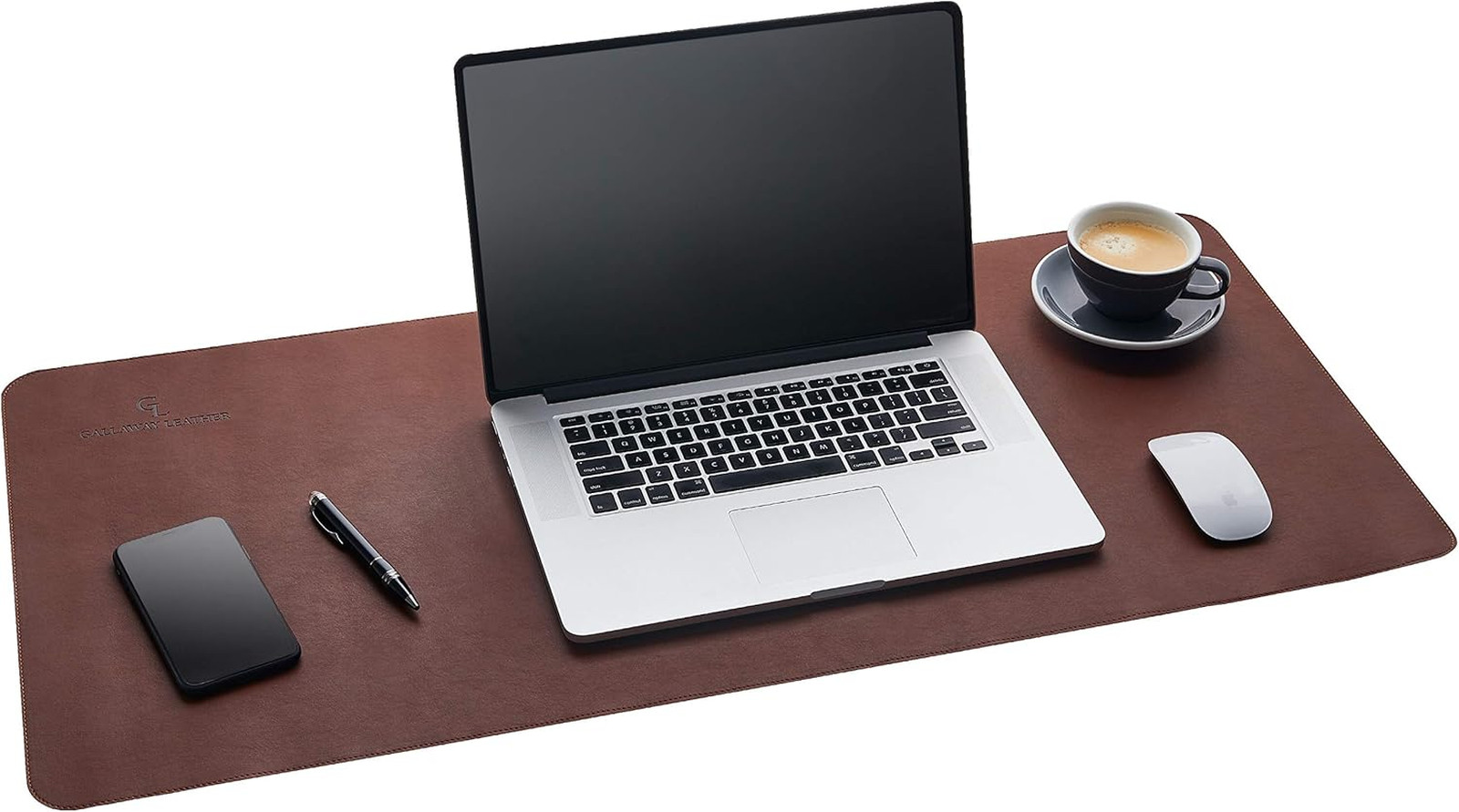 Leather Desk Pad, Office Writing Mat, 36 x 17 Inches, Dark Brown, Gift Ready