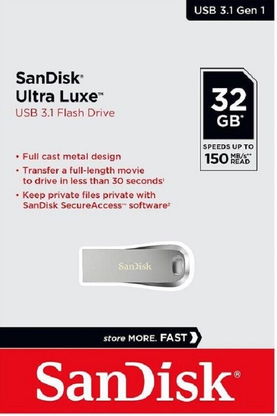 SanDisk Ultra Luxe 16GB 32GB 64GB 128GB 256GB 512GB SDCZ74 USB 3.1 150MB/s LOT