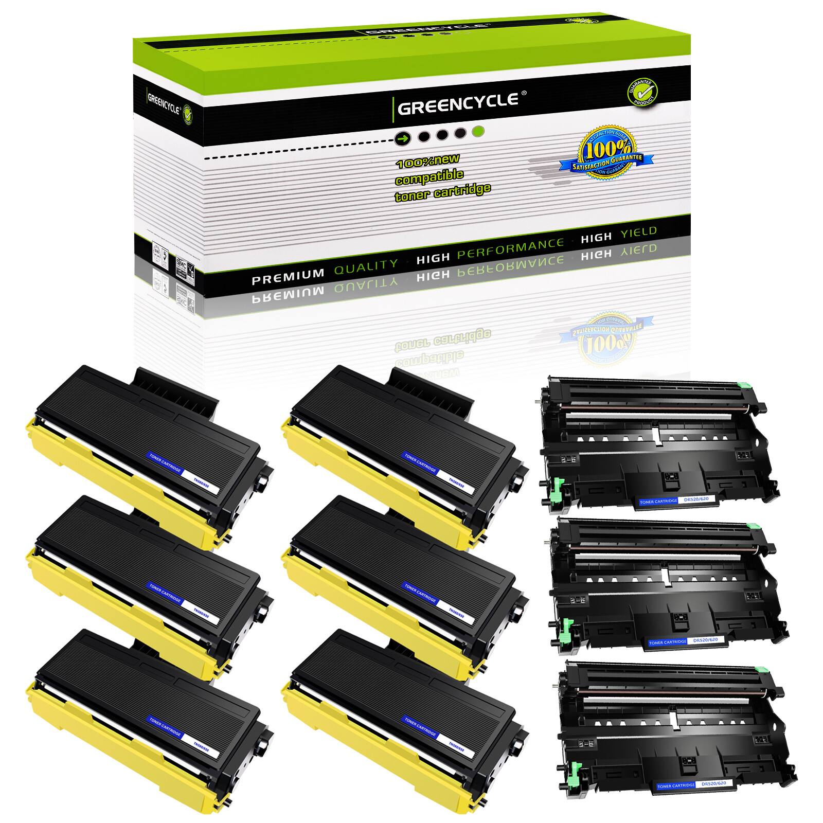6PK TN580 Toner + 3PK DR520 Drum Fit For Brother HL-5270DN/8460N/8470DN DCP-8060