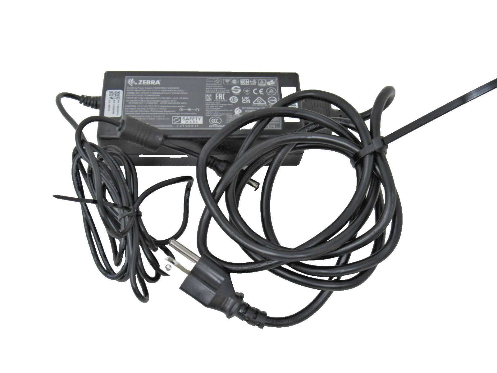 Zebra 60W AC/DC Switching Power Adapter 13ft FSP060-RPAC PN P1086000-006