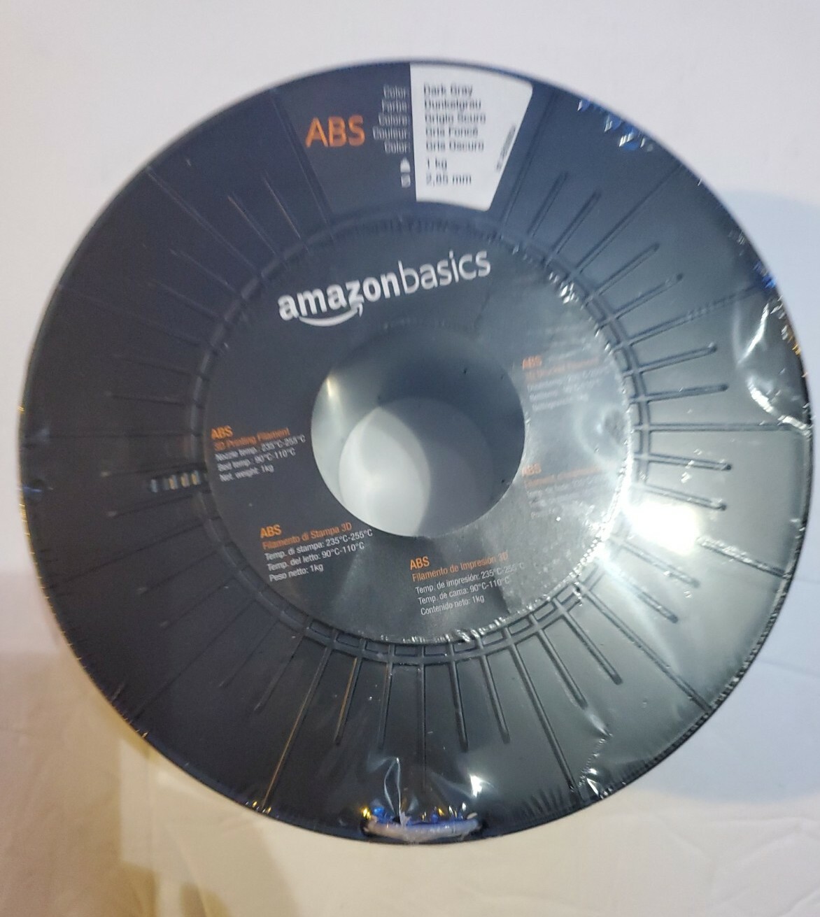 Amazon Basics ABS 3D Printer Filament 2.85mm Dark Gray Spool(New)