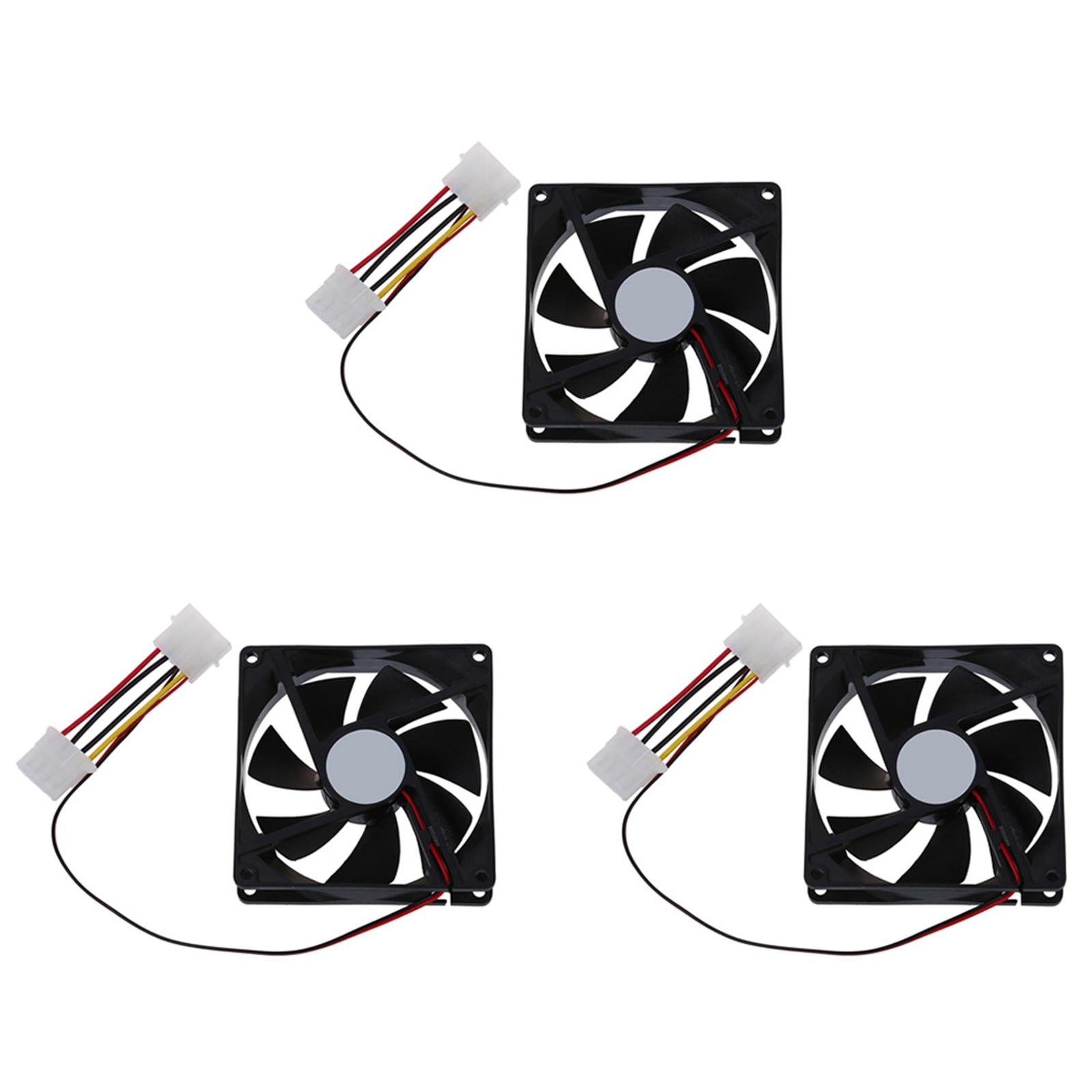 3X DC 12V 4 Pin Black Plastic PC Fan 90mm x 90mm x 25mm O9K31392