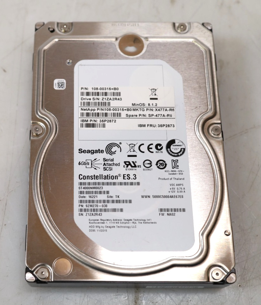Seagate Constellation ES.3 4TB ST4000NM0023 7200 RPM 3.5" SAS Hard Drive