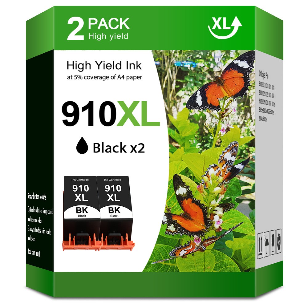 2PK 910XL Black Ink Cartridges for HP OfficeJet Pro 8010e 8020 8022 8025e 8028