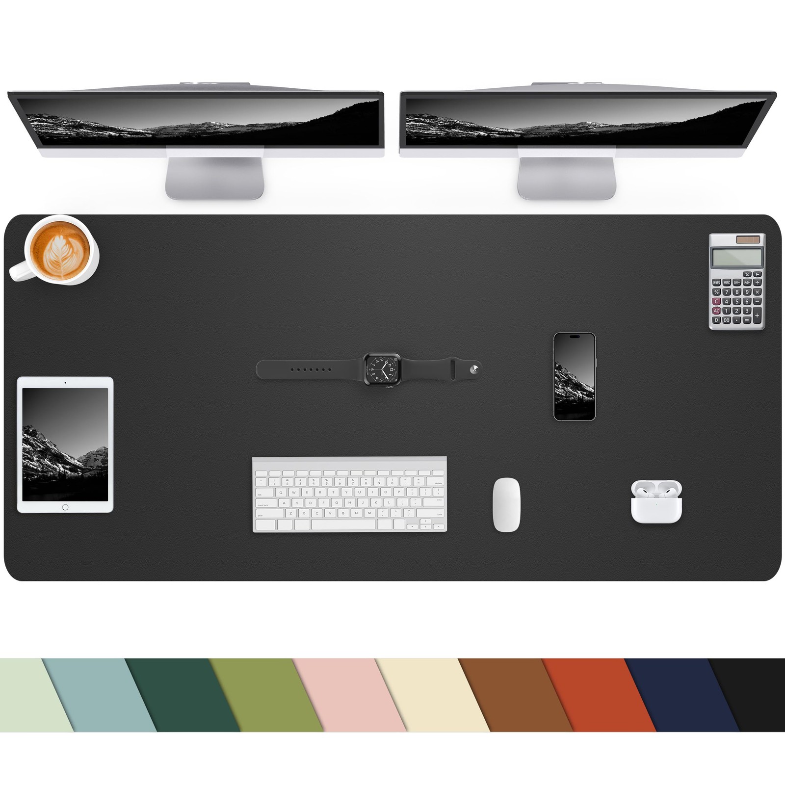 48x24 Inch Black Leather Desk Pad Large Mouse Mat Waterproof Blotter