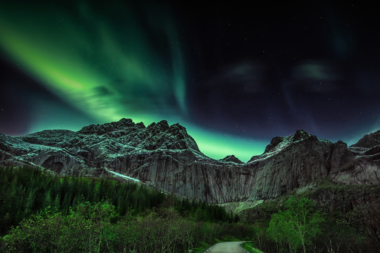 Landscape aurorae mountains skyscape night polar sky Custom Gaming Mat Desk