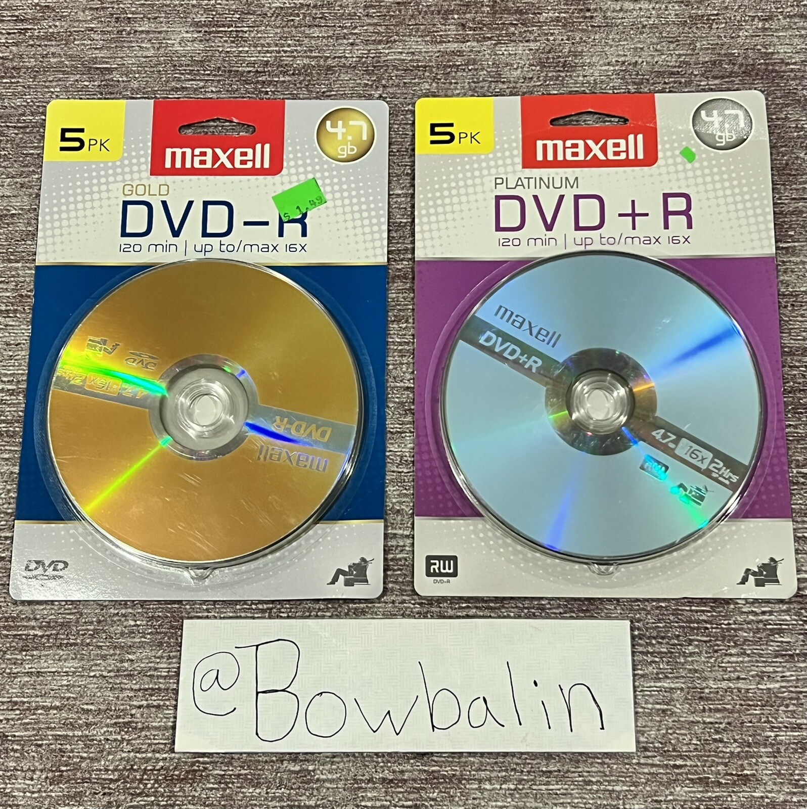 Maxell DVD + R LOT of 2 Packs (1) Platinum (1) Gold - SEALED BRAND NEW 4.7GB