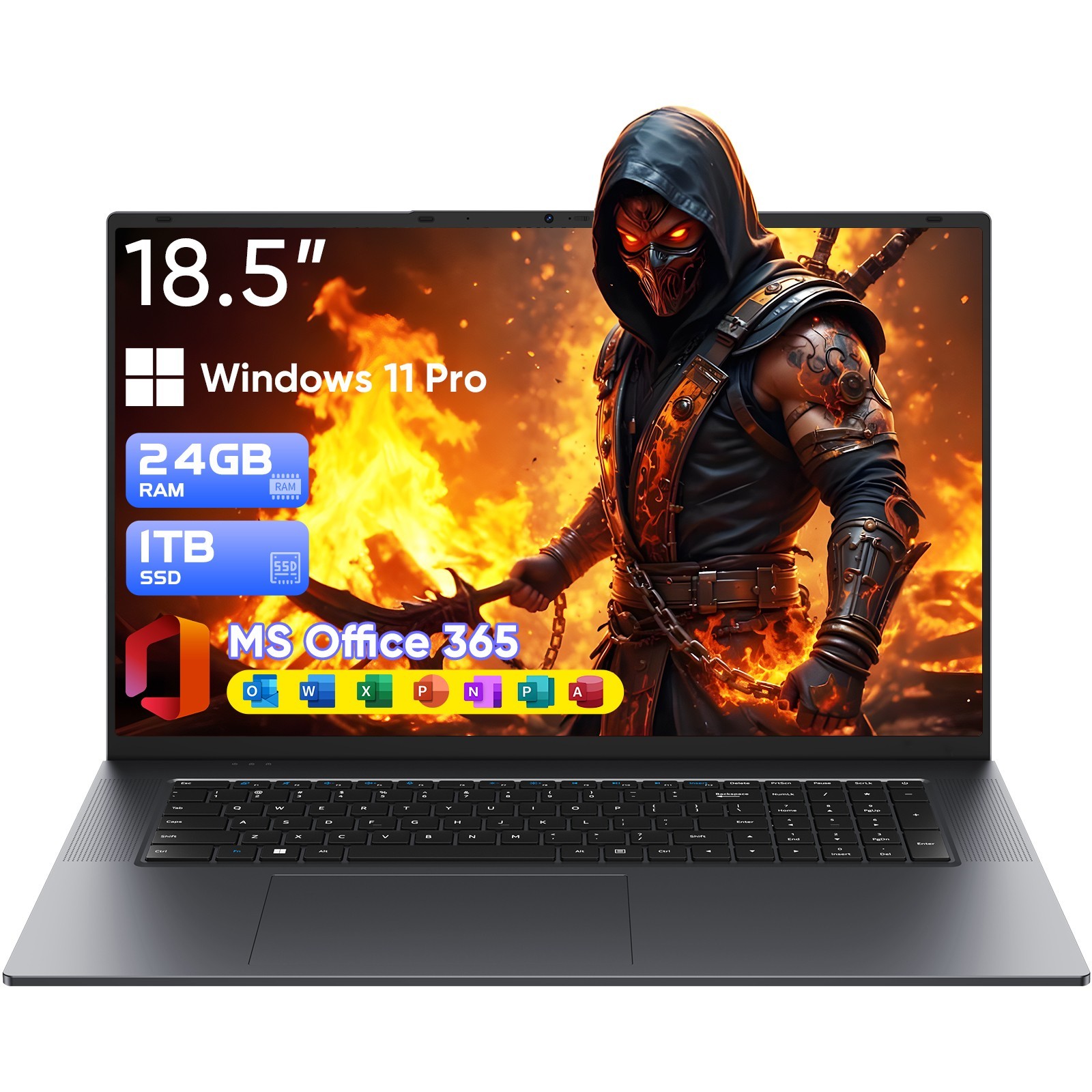 18.5" Laptop PC 24GB RAM 1TB SSD Intel Core M3 8100Y (up to 3.4 GHz) MS Office