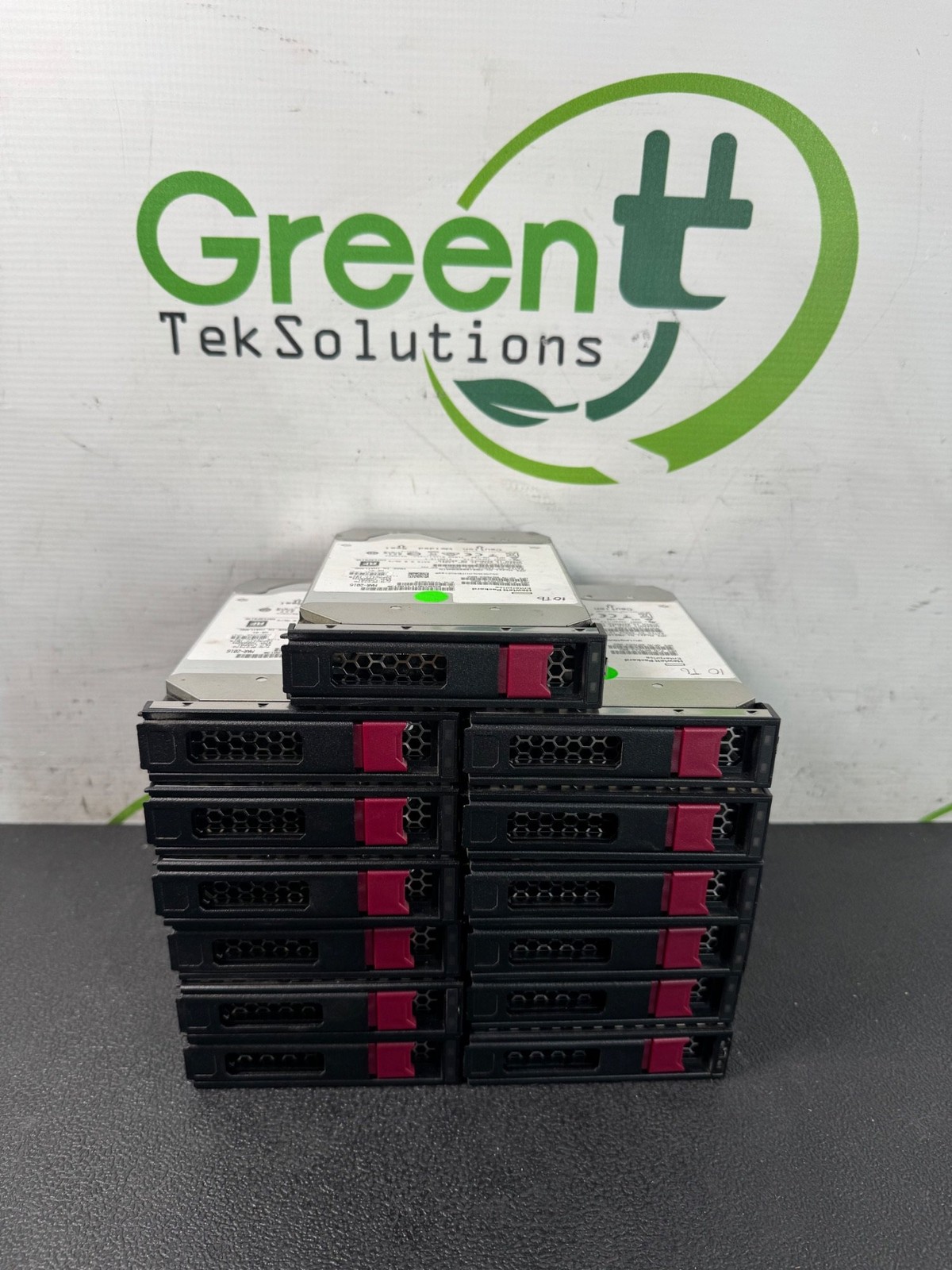 Lot of 13x HPE 10TB SATA 7.2K HUH721010ALE604 MB010000GWAYN 23K Hours w/Caddies