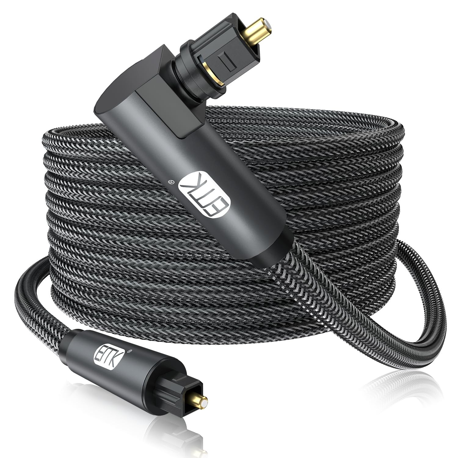 Toslink Optical Cable 90 Degree 30ft 360 Free-Rotating Plug - for Home Theater