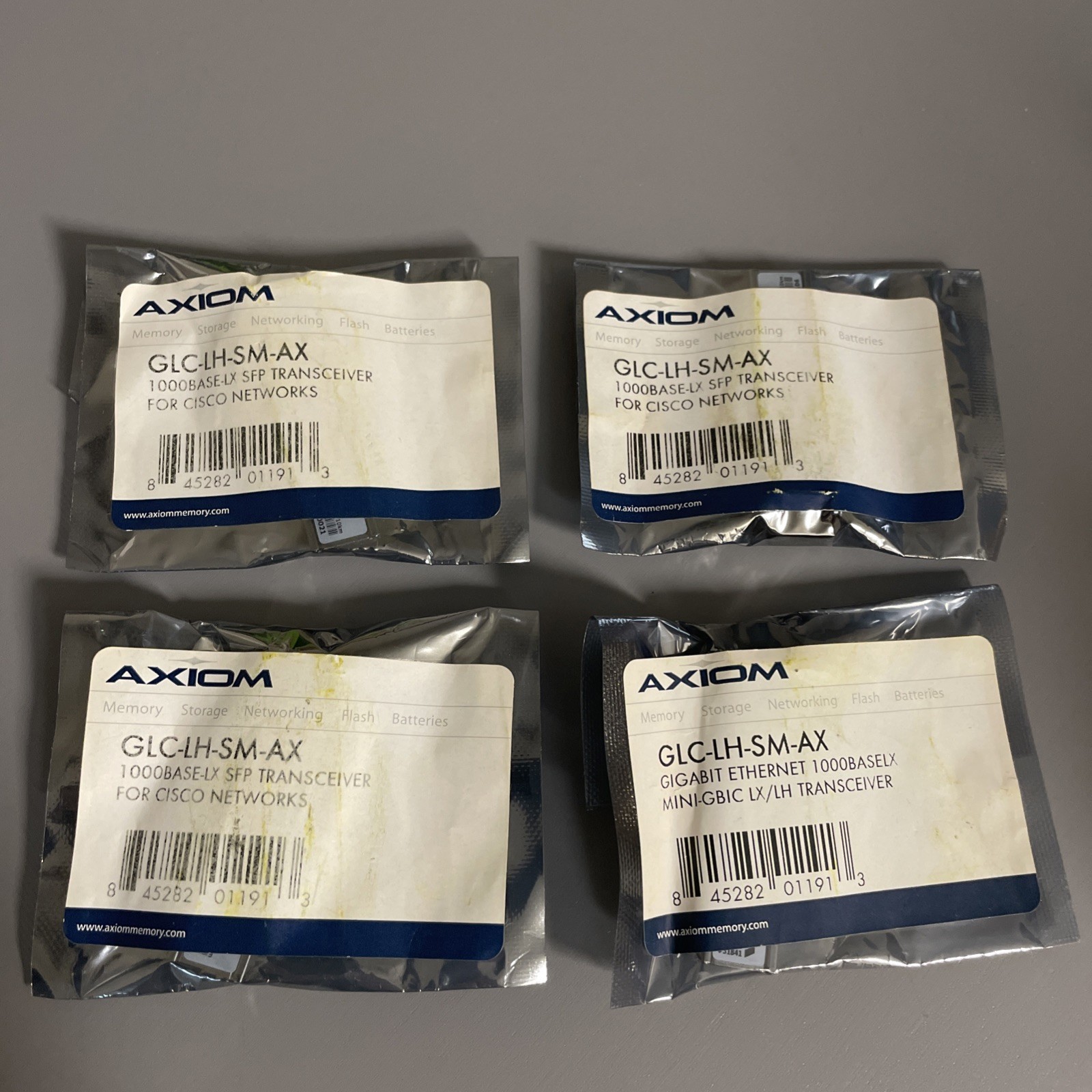 Lot of 4 - Axiom GLC-LH-SM-AX 1000Base-LX/LH SFP Transceiver for Cisco