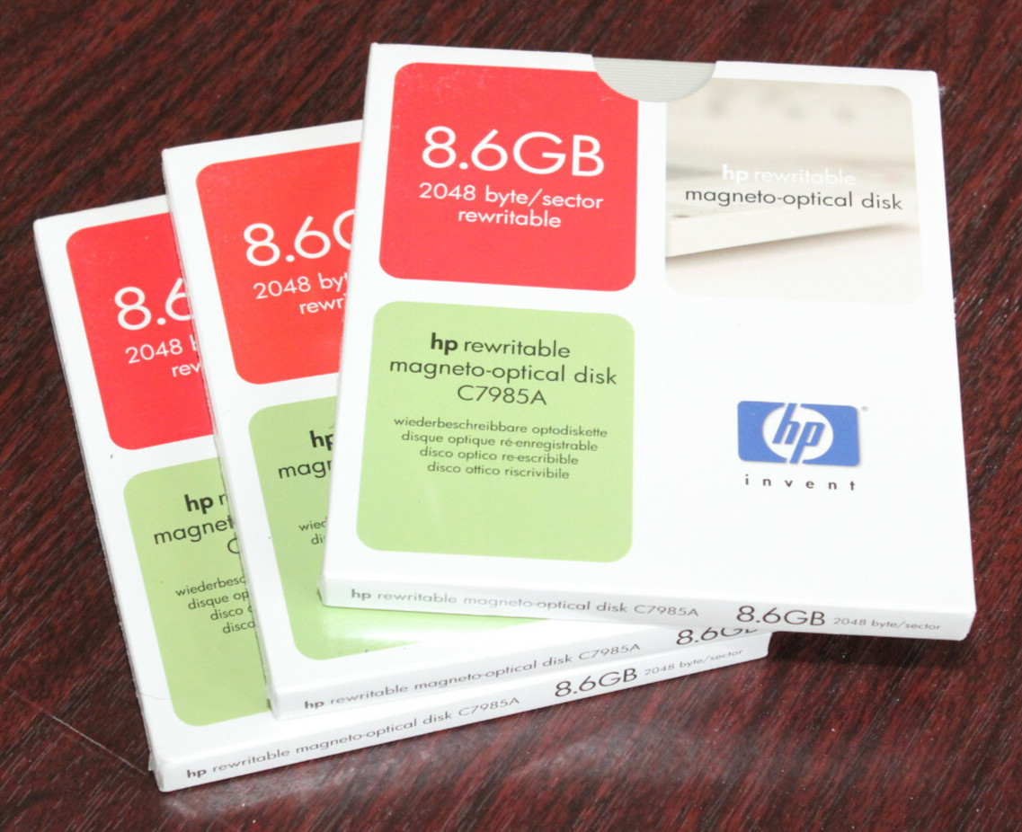Three Hewlett Packard C7985A 8.6gb Rewritable Optical Disks C7985-60000 ~ 3 HP