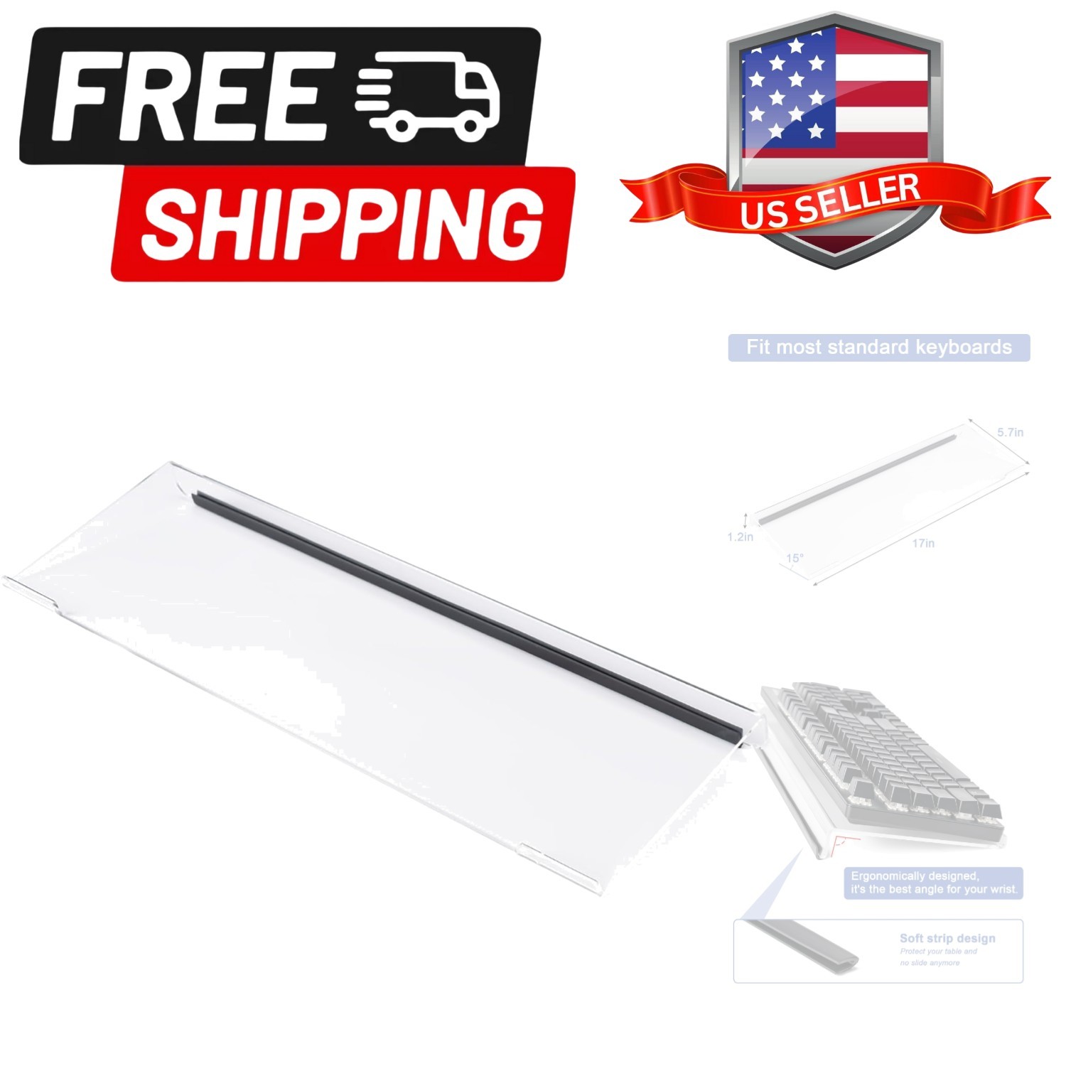 Clear Acrylic Tilted Computer Keyboard Holder for Ergonomic Typing, Keyboard ...