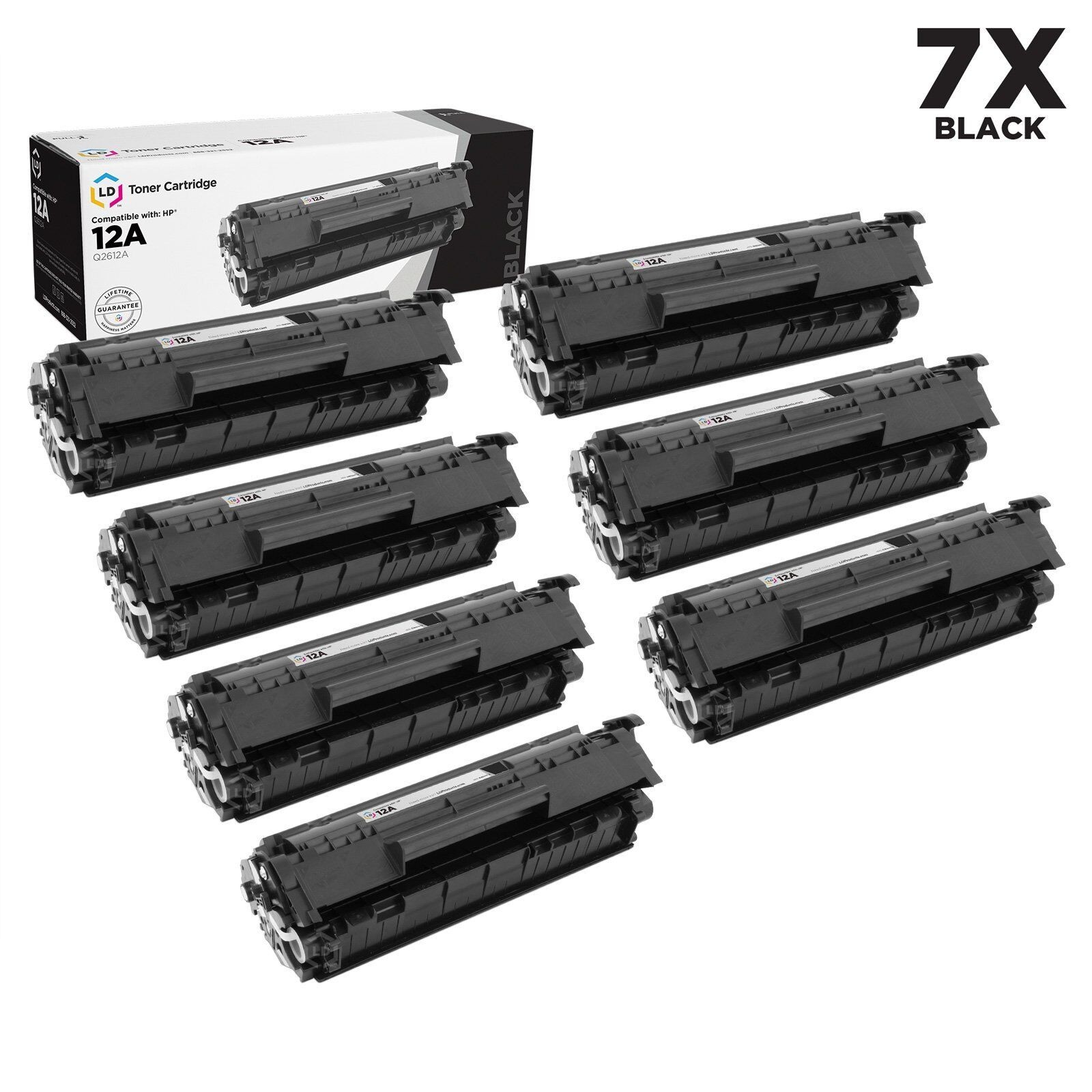 LD Compatible Replacements for HP Q2612A / 12A 7PK Black Laser Toner Cartridges