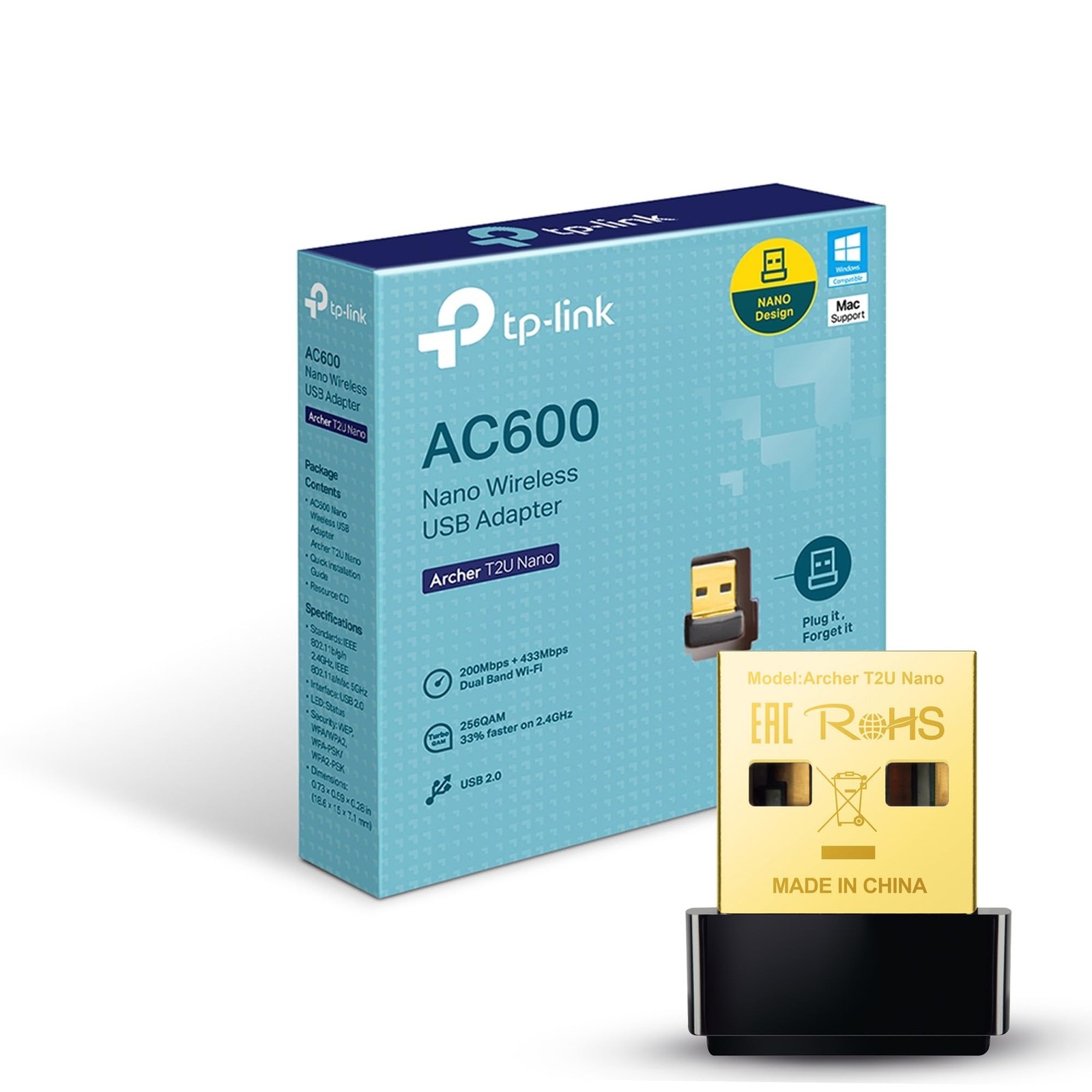 TP-Link Nano AC600 USB WiFi Adapter(Archer T2U Nano)- 2.4G/5G Nano, Black