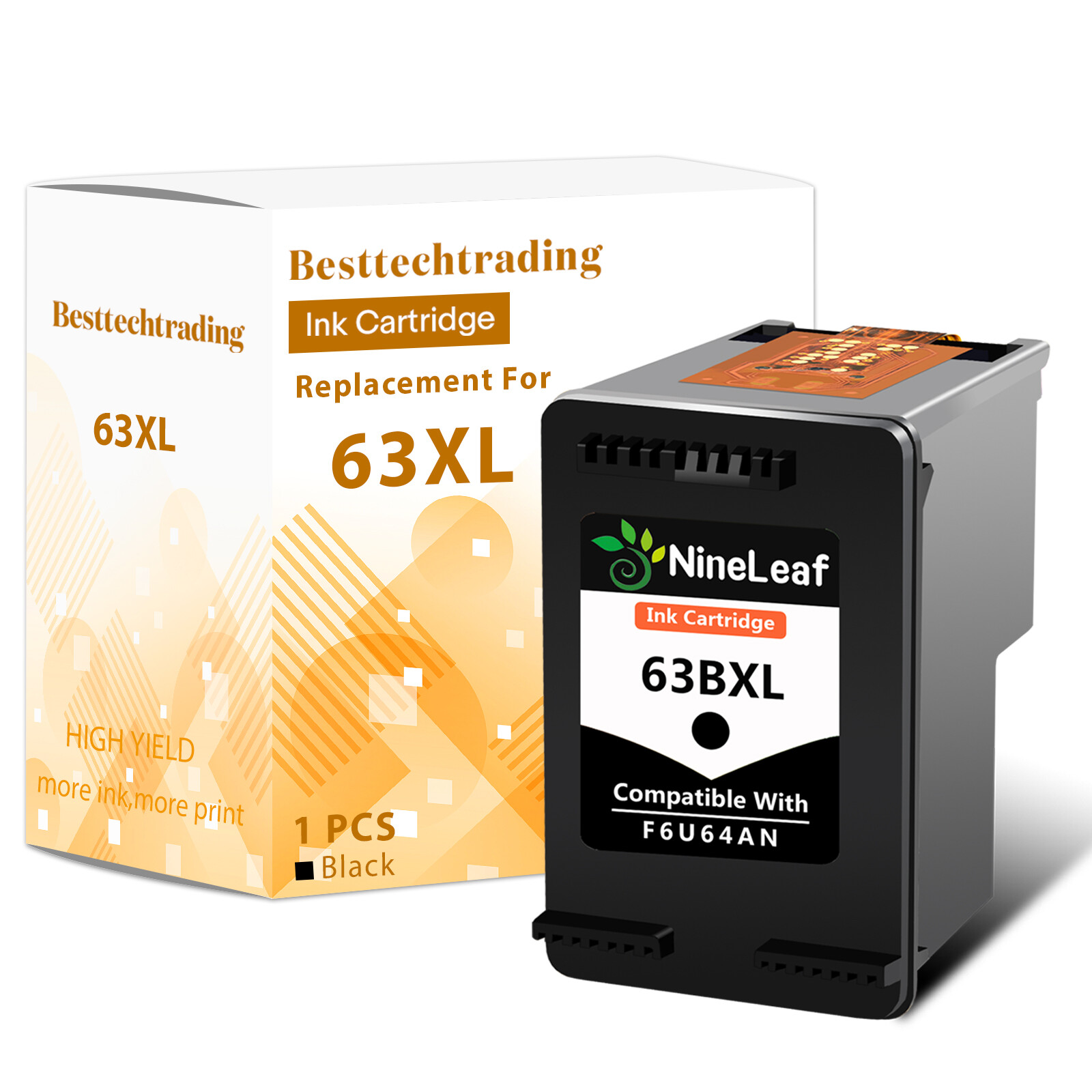 1PK refilled 63XL 63XL black ink cartridge for HP DeskJet 3630 OfficeJet 5220