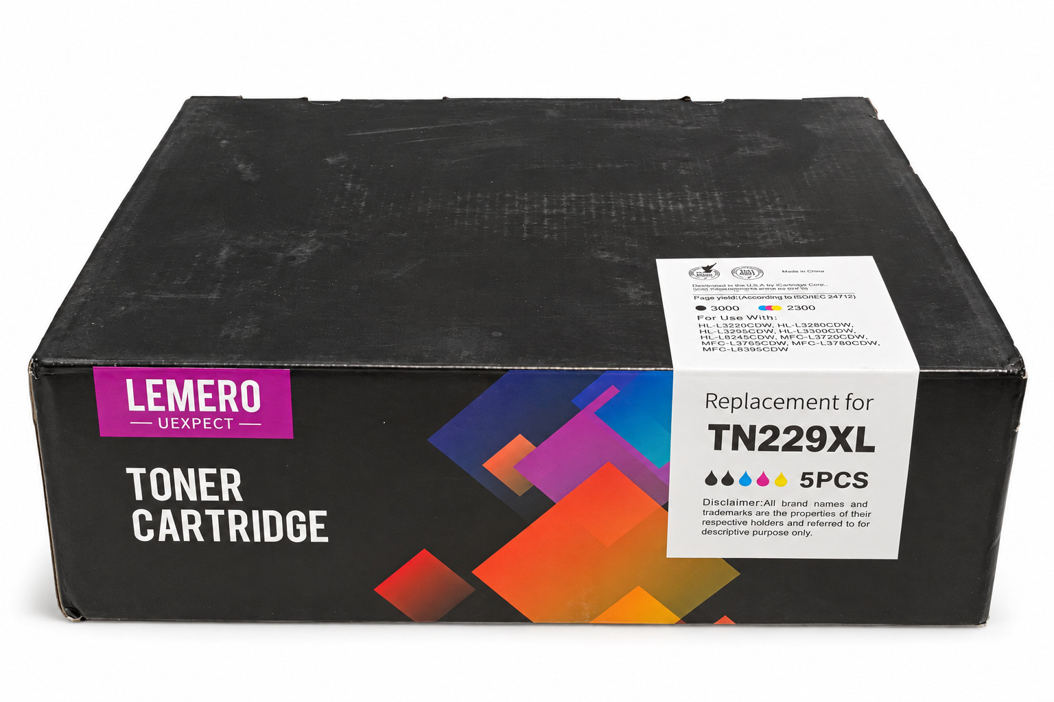 LEМERO TN229XL Toner 5-Pack High Yield for Brother MFC-L3780CDW HL-L3280CDW