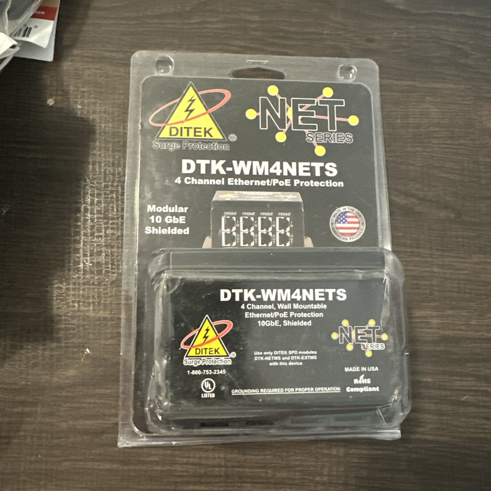 DITEK DTK-WM4NETS 4-Channel Wall Mount Network Surge Protector