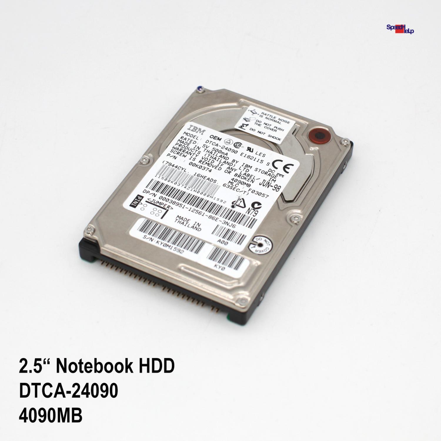 IBM DTCA-24090 4090MB 2.5" INCH NOTEBOOK LAPTOP HDD HARD DRIVE HARD DISK 00K0374