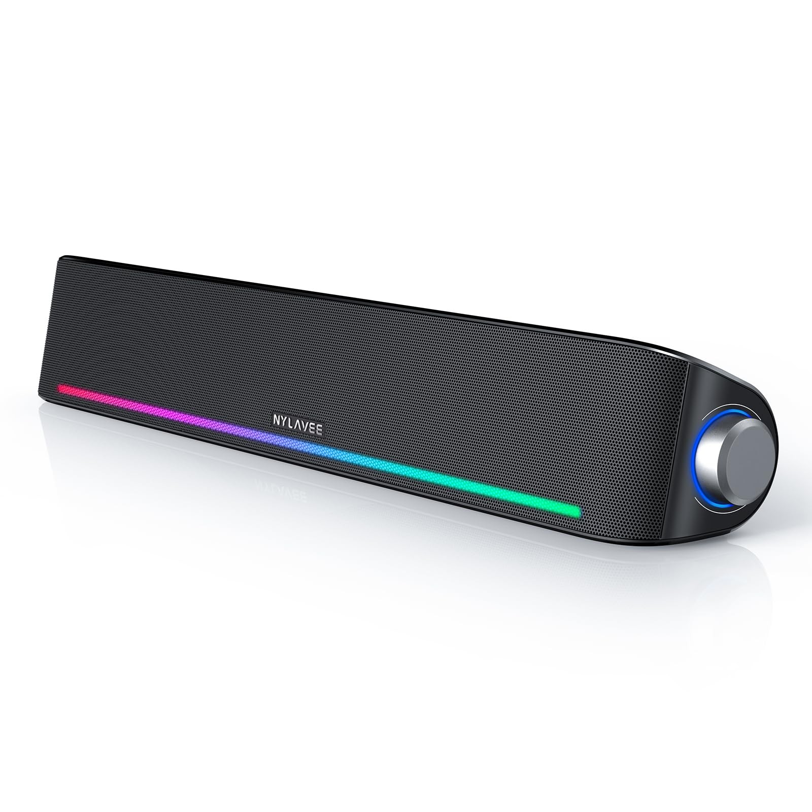 Nylavee SK100 Computer Sound Bar Hi-Fi Bluetooth AUX RGB Lighting Black