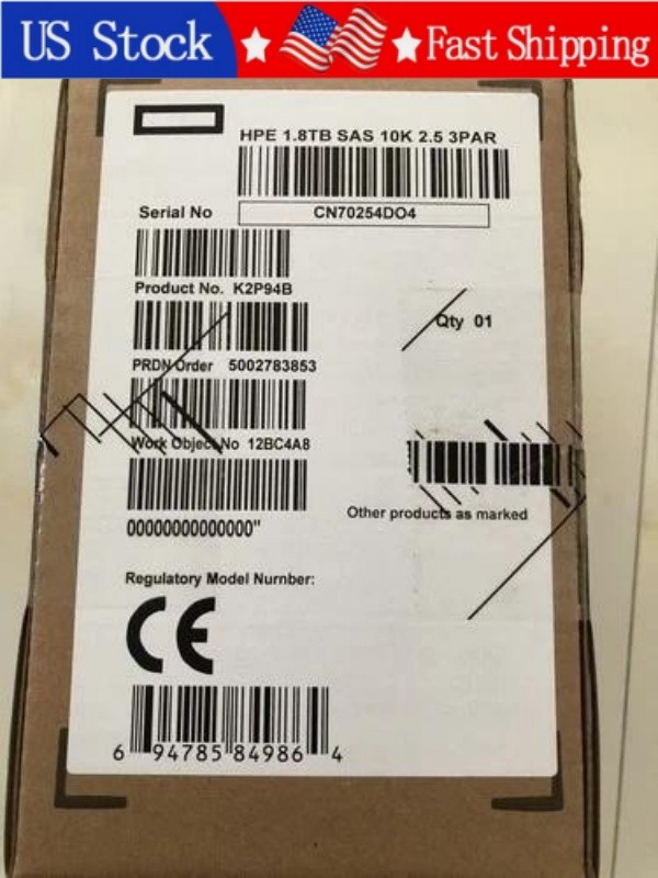 HPE K2P94B 1.8TB 10K 2.5" SAS HDD P03799-001 3PAR StoreServ 8000 Hard Drive