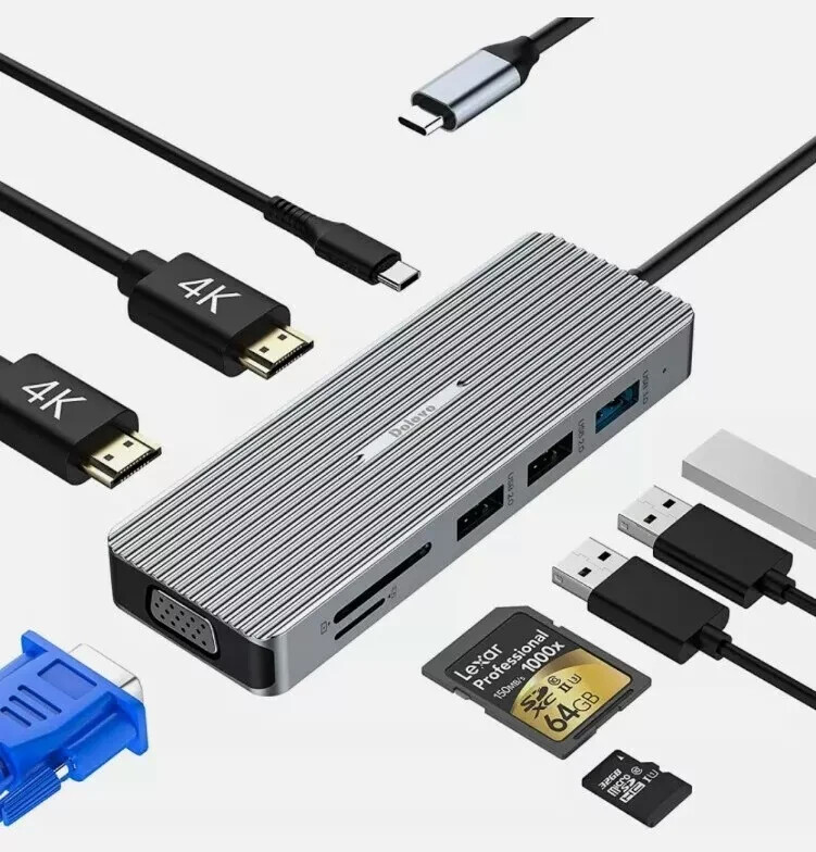 Dolovo USB C Docking Station, 9 in 1 C Hub MST Triple Display Laptop Docking