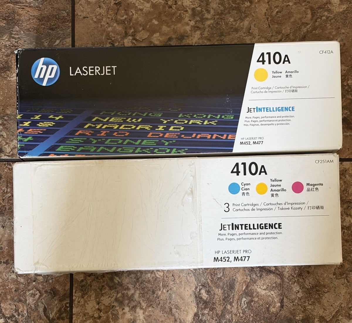 HP 410A CF412A Yellow LaserJet Toner Cartridge New Sealed M452 M477- 2 Pack