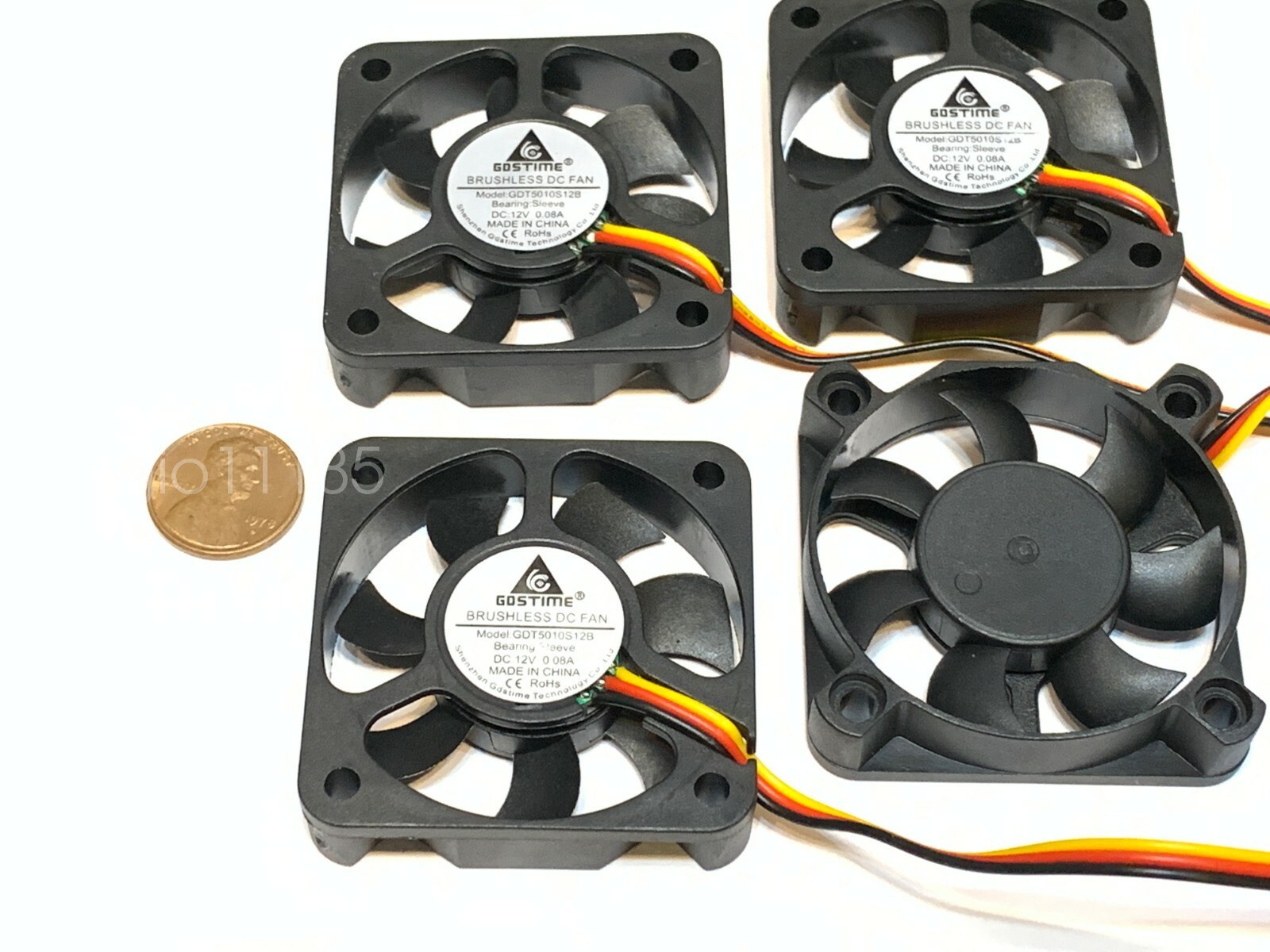 4 Pieces GDstime 12V 5010 3Pin Computer fan 50MM 5CM pc cooling Brushless