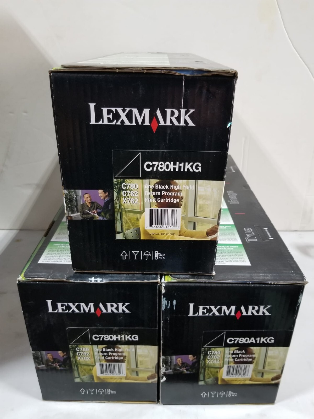 LOT OF 3 GENUINE LEXMARK C780H1KG Toner Cartridges Brand New 