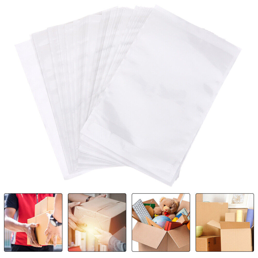 100Pcs Adhesive Shipping Label Pouches Envelope Packing List Sleeves Clear 