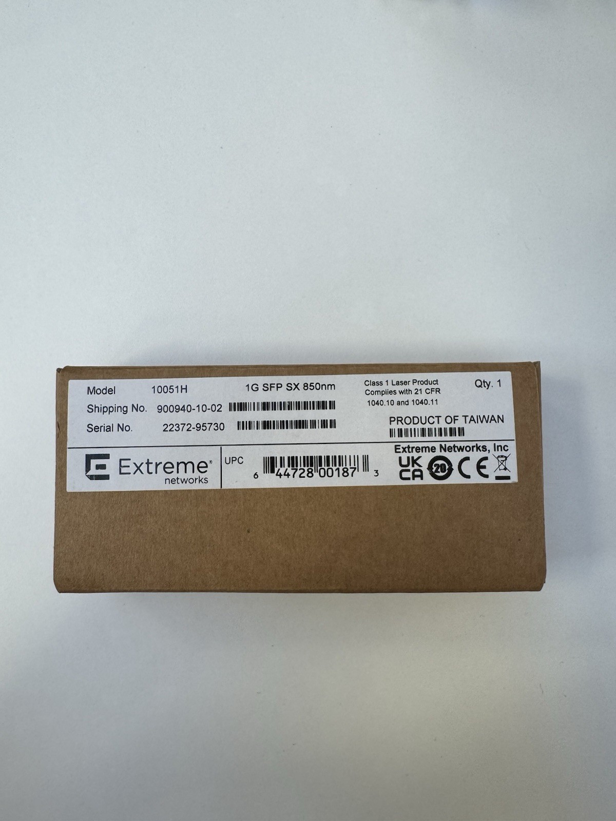 Extreme Networks 10051H 900940-10-02 1G SFP SX 850nm New Genuine Original New