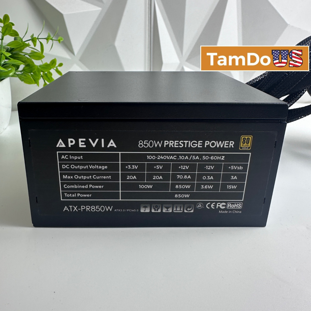 Apevia Prestige Power 850W 80 Plus Gold Power Supply ATX-PR850W ATX 3.0 PCIe 5.0