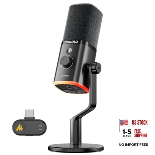 PD100W USB Wireless Microphone for PC, Gaming Black PD100W-Desk Stand