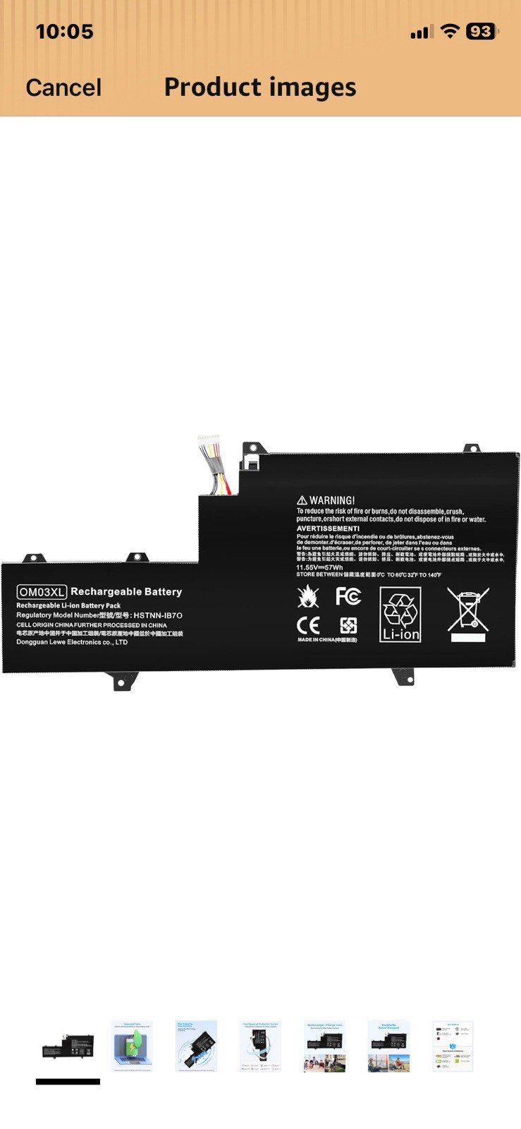 57Wh OM03XL HSTNN-IB7O 863167-171 Laptop Battery